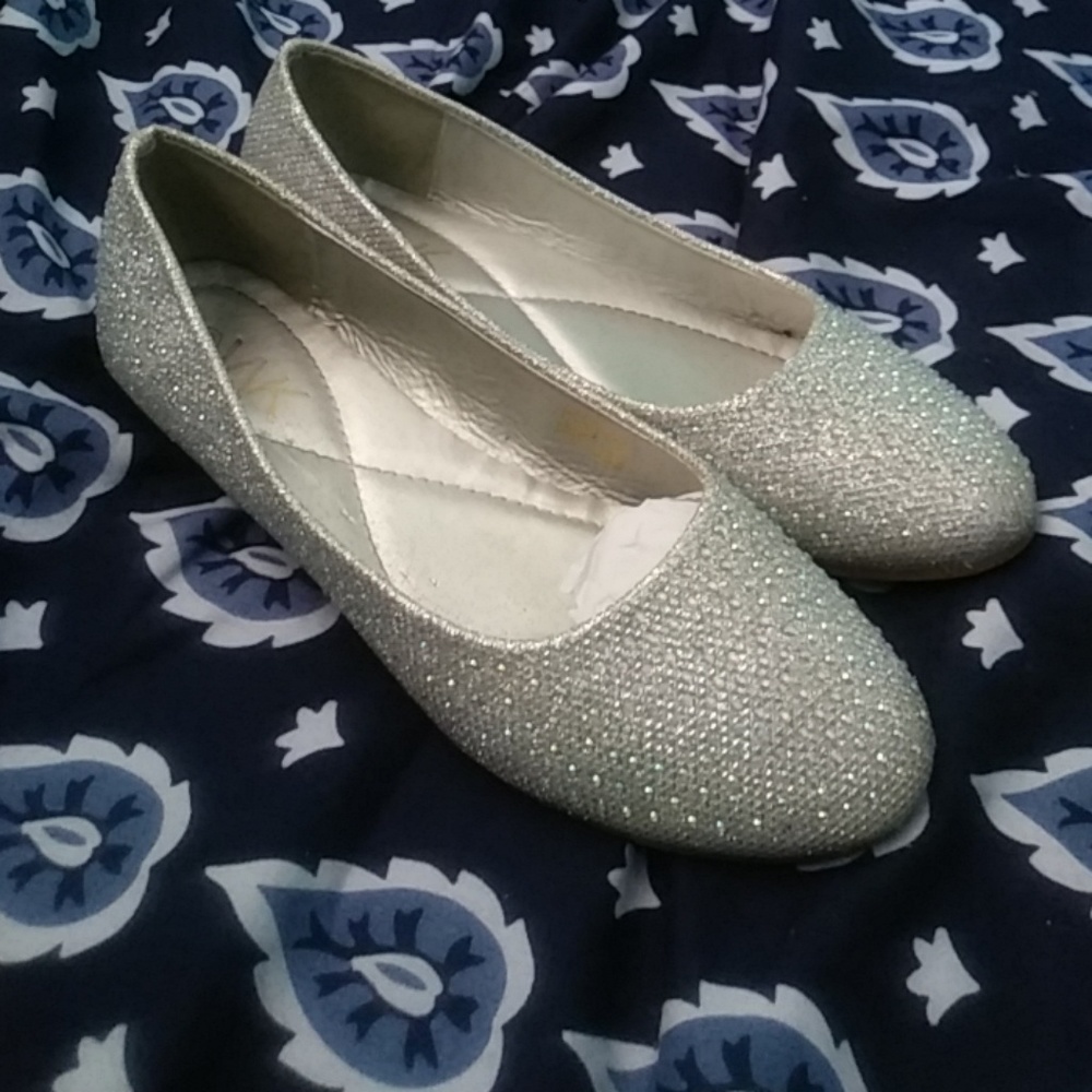 Silver formal flats